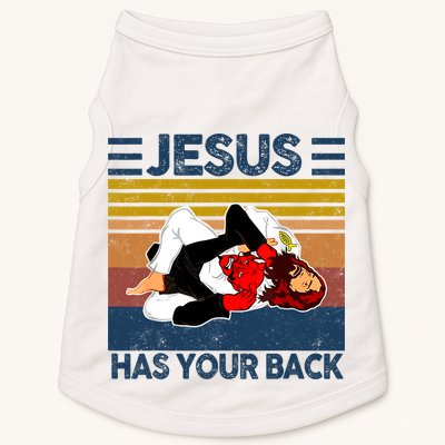 Jesus Has Your Back Vintage JIU JITSU Funny Satan Finished Doggie Tank