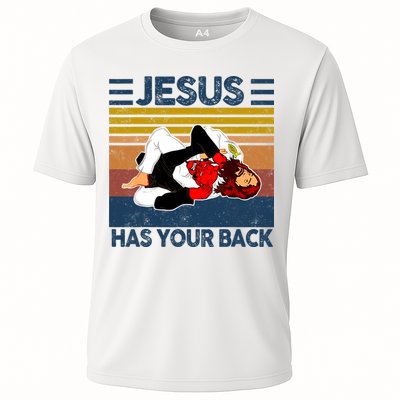 Jesus Has Your Back Vintage JIU JITSU Funny Satan Finished Cooling Performance Crew T-Shirt