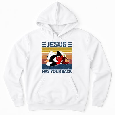 Jesus Has Your Back Vintage JIU JITSU Funny Satan Finished Hoodie