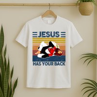 Jesus Has Your Back Vintage JIU JITSU Funny Satan Finished T-Shirt