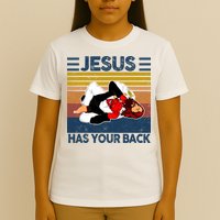 Jesus Has Your Back Vintage JIU JITSU Funny Satan Finished T-Shirt