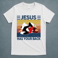 Jesus Has Your Back Vintage JIU JITSU Funny Satan Finished T-Shirt