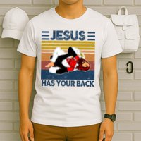 Jesus Has Your Back Vintage JIU JITSU Funny Satan Finished T-Shirt