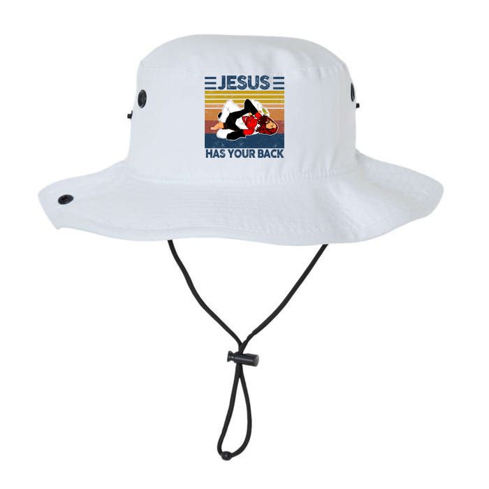 Jesus Has Your Back Vintage JIU JITSU Funny Satan Finished Bucket Hat