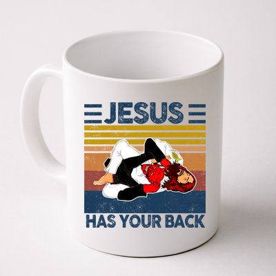 Jesus Has Your Back Vintage JIU JITSU Funny Satan Finished Mug