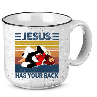 Jesus Has Your Back Vintage JIU JITSU Funny Satan Finished 15oz Campfire Ceramic Mug