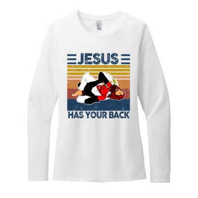 Jesus Has Your Back Vintage JIU JITSU Funny Satan Finished Womens CVC Long Sleeve Shirt