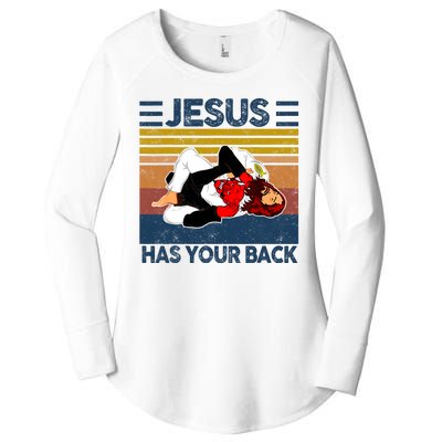 Jesus Has Your Back Vintage JIU JITSU Funny Satan Finished Women's Perfect Tri Tunic Long Sleeve Shirt