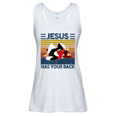 Jesus Has Your Back Vintage JIU JITSU Funny Satan Finished Ladies Essential Flowy Tank