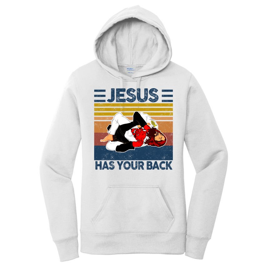 Jesus Has Your Back Vintage JIU JITSU Funny Satan Finished Women's Pullover Hoodie