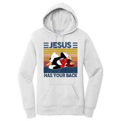 Jesus Has Your Back Vintage JIU JITSU Funny Satan Finished Women's Pullover Hoodie