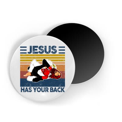Jesus Has Your Back Vintage JIU JITSU Funny Satan Finished Magnet