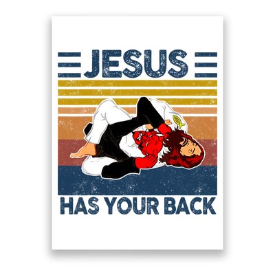Jesus Has Your Back Vintage JIU JITSU Funny Satan Finished Poster