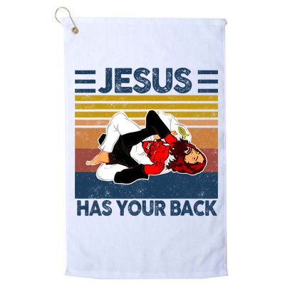 Jesus Has Your Back Vintage JIU JITSU Funny Satan Finished Golf Towel