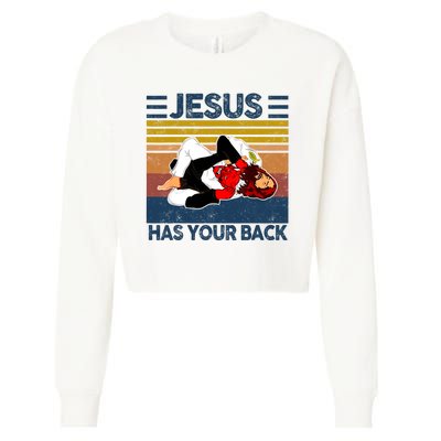 Jesus Has Your Back Vintage JIU JITSU Funny Satan Finished Cropped Pullover Crew