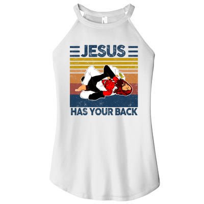 Jesus Has Your Back Vintage JIU JITSU Funny Satan Finished Women's Perfect Tri Rocker Tank