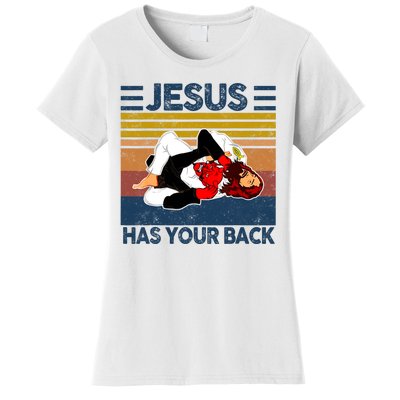 Jesus Has Your Back Vintage JIU JITSU Funny Satan Finished Women's T-Shirt