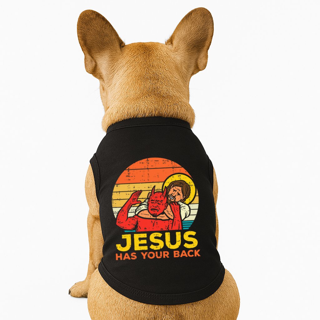 Jesus Has Your Back Jiu Jitsu Retro Christian Doggie Tank