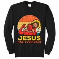 Jesus Has Your Back Jiu Jitsu Retro Christian Sweatshirt