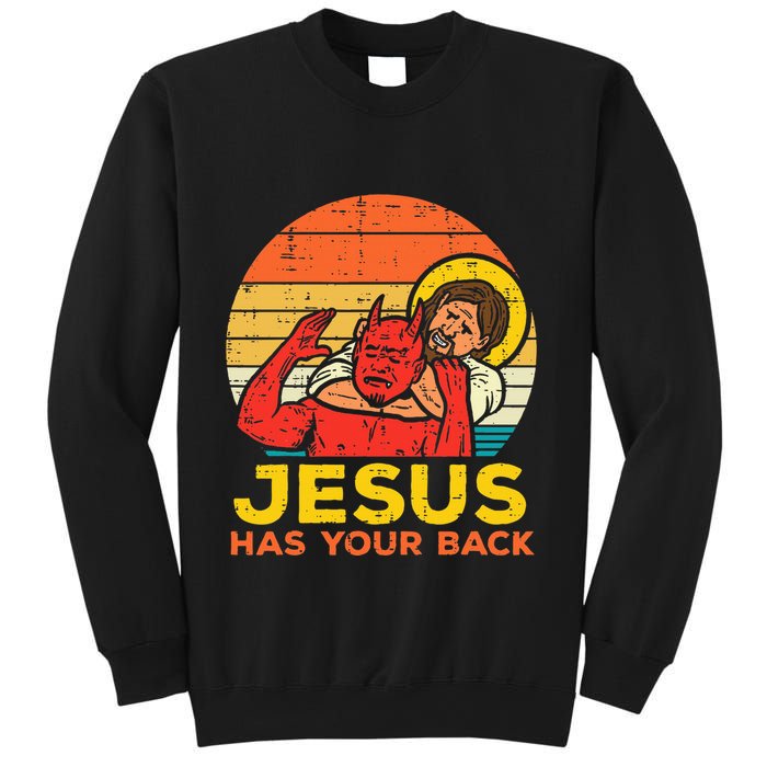 Jesus Has Your Back Jiu Jitsu Retro Christian Sweatshirt