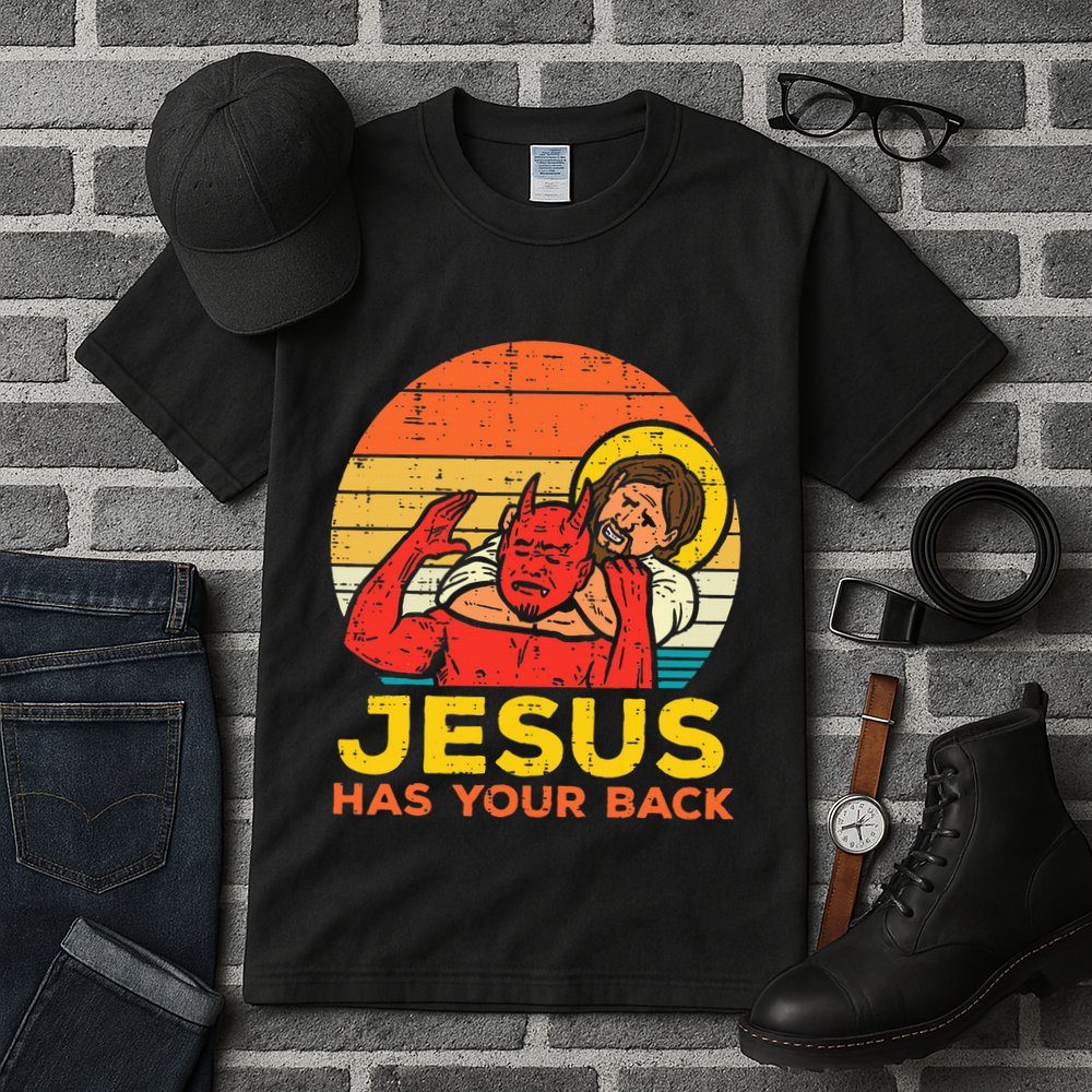 Jesus Has Your Back Jiu Jitsu Retro Christian Tall T-Shirt