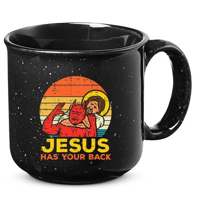 Jesus Has Your Back Jiu Jitsu Retro Christian 15oz Campfire Ceramic Mug