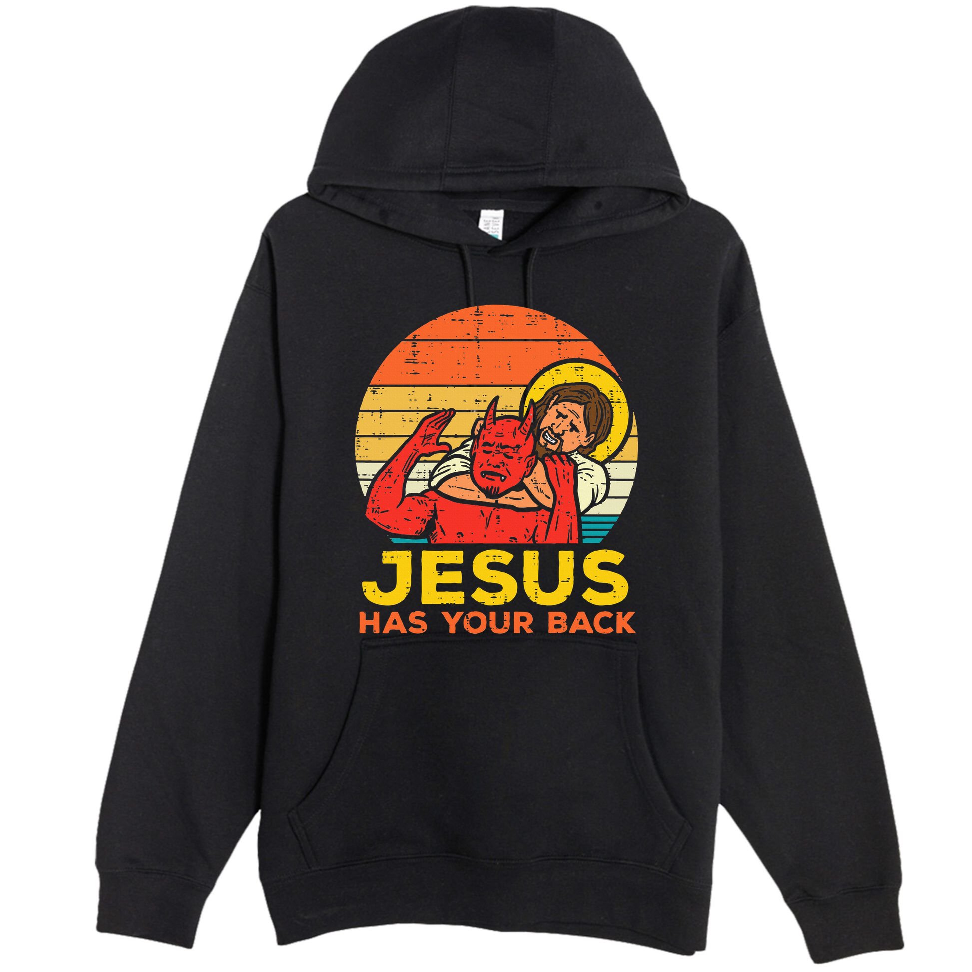 Jesus Has Your Back Jiu Jitsu Retro Christian Premium Pullover Hoodie
