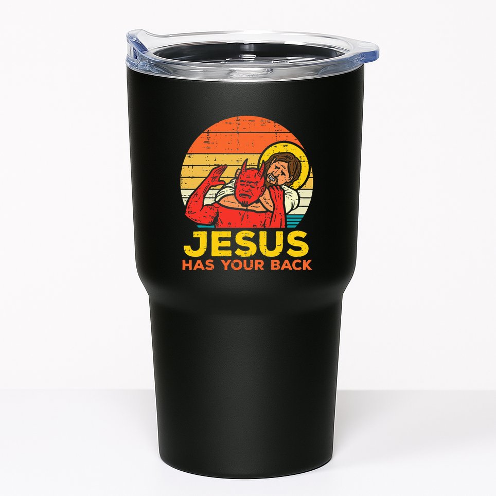 Jesus Has Your Back Jiu Jitsu Retro Christian Tumbler