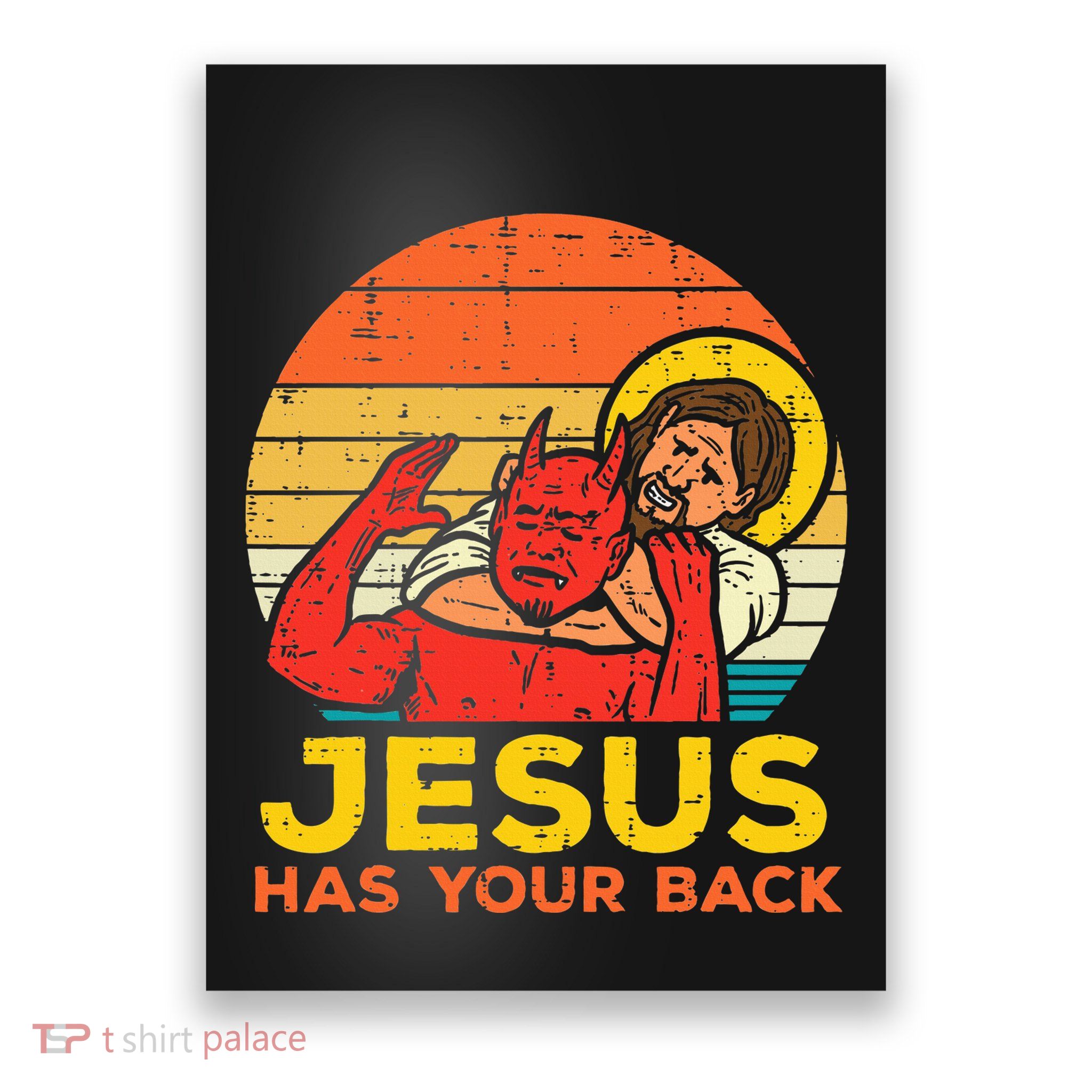 Jesus Has Your Back Jiu Jitsu Retro Christian Poster