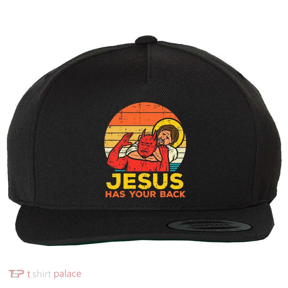 Jesus Has Your Back Jiu Jitsu Retro Christian Wool Snapback Cap