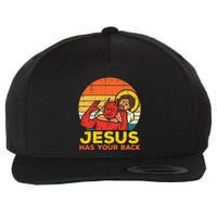 Jesus Has Your Back Jiu Jitsu Retro Christian Wool Snapback Cap