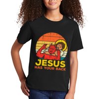 Jesus Has Your Back Jiu Jitsu Retro Christian Kids T-Shirt