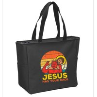 Jesus Has Your Back Jiu Jitsu Retro Christian Zip Tote Bag