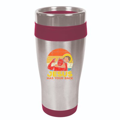 Jesus Has Your Back Jiu Jitsu Retro Christian 16oz Travel Tumbler