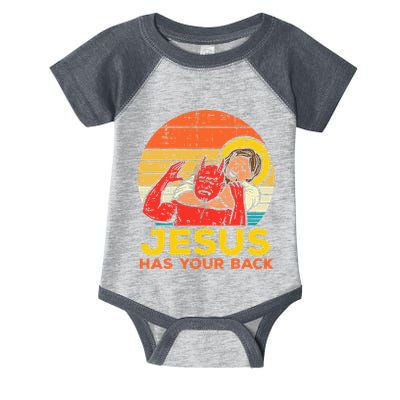 Jesus Has Your Back Jiu Jitsu Retro Christian Infant Baby Jersey Bodysuit