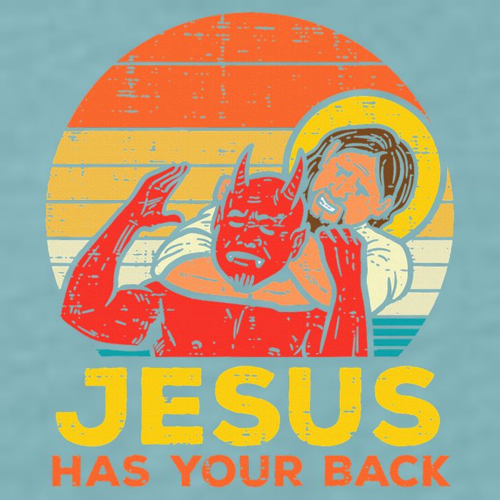 Jesus Has Your Back Jiu Jitsu Retro Christian Sueded Cloud Jersey T-Shirt
