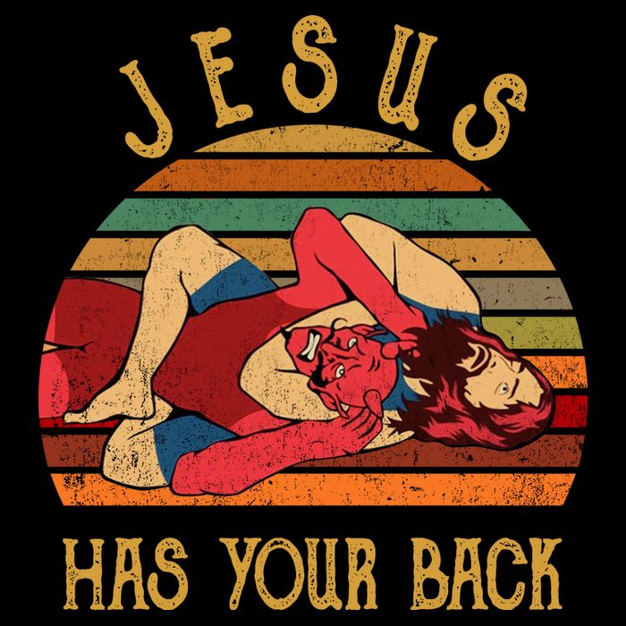 Jesus Has Your Back Funny Vintage Funny Jiu Jitsu Bucket Hat