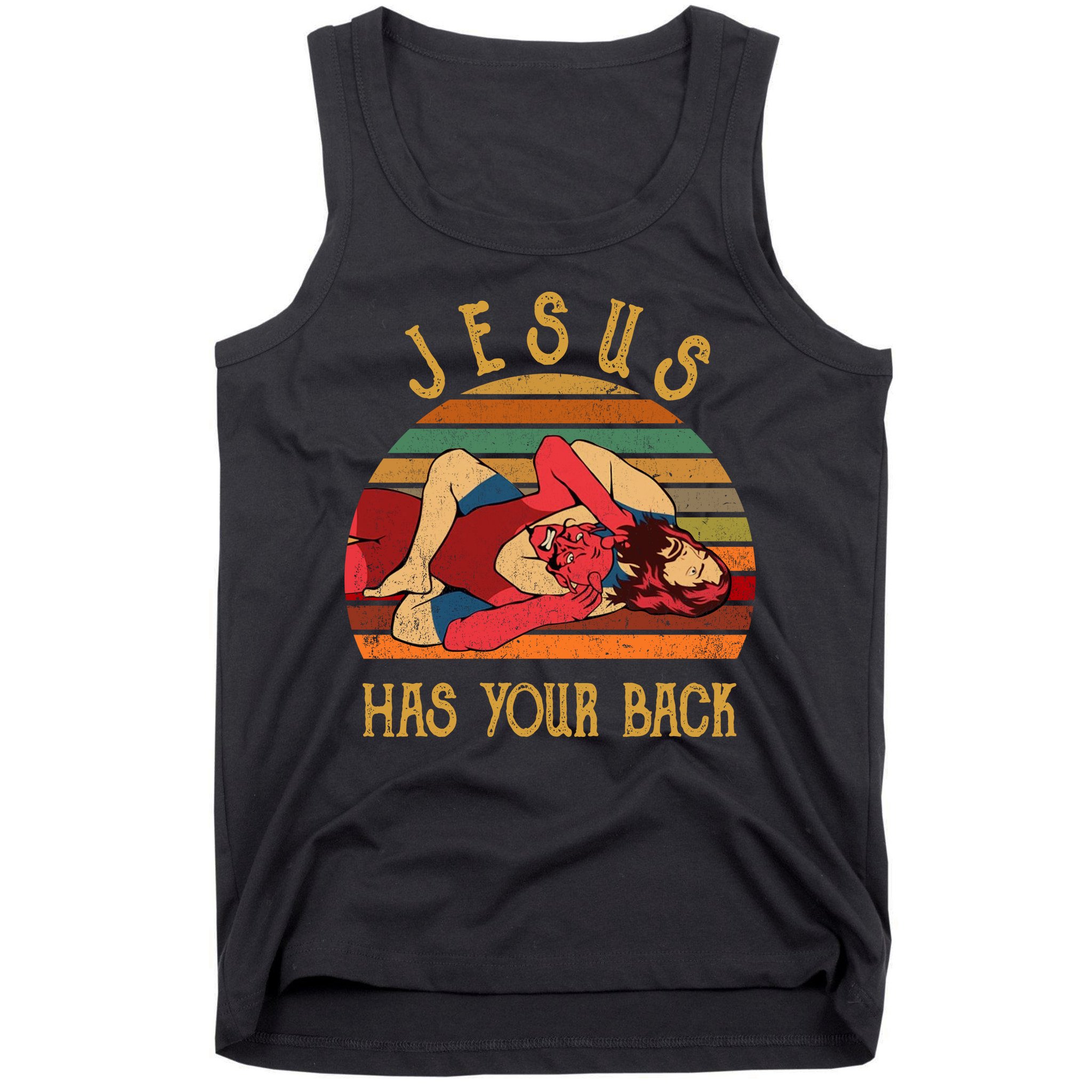Jesus Has Your Back Funny Vintage Funny Jiu Jitsu Tank Top