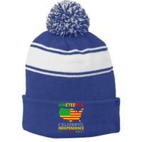 Juneteenth Independence 19 June 1865 Gift Stripe Pom Pom Beanie