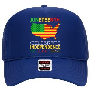 Juneteenth Independence 19 June 1865 Gift High Crown Mesh Back Trucker Hat