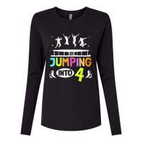 Jumping Into 4 Year Old Birthday Trampoline Jumping Womens Cotton Relaxed Long Sleeve T-Shirt