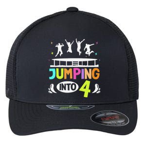 Jumping Into 4 Year Old Birthday Trampoline Jumping Flexfit Unipanel Trucker Cap