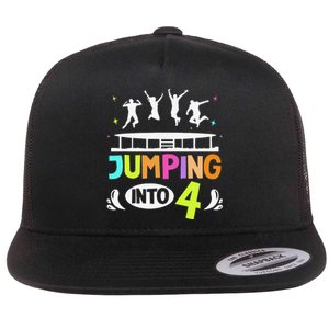 Jumping Into 4 Year Old Birthday Trampoline Jumping Flat Bill Trucker Hat