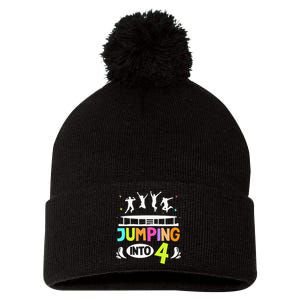 Jumping Into 4 Year Old Birthday Trampoline Jumping Pom Pom 12in Knit Beanie