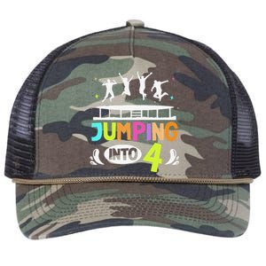 Jumping Into 4 Year Old Birthday Trampoline Jumping Retro Rope Trucker Hat Cap