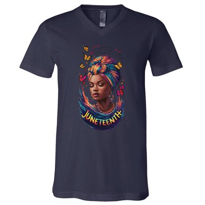 Juneteenth I Am The Storm Poem Black History Month Women V-Neck T-Shirt