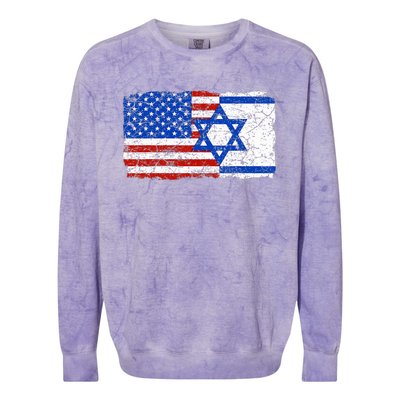 Jewish Israeli American Jew Flag Israel America USA  Colorblast Crewneck Sweatshirt