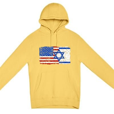 Jewish Israeli American Jew Flag Israel America USA  Premium Pullover Hoodie