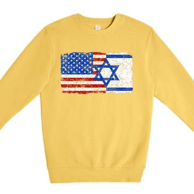 Jewish Israeli American Jew Flag Israel America USA  Premium Crewneck Sweatshirt