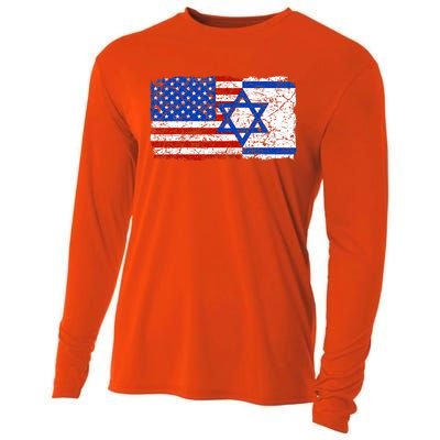 Jewish Israeli American Jew Flag Israel America USA  Cooling Performance Long Sleeve Crew